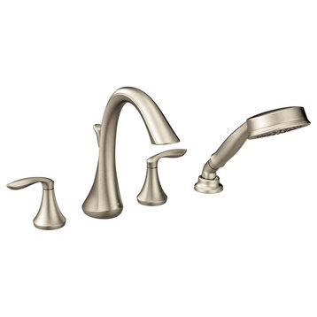 Moen Eva Brushed Nickel 2-Handle Roman Tub Faucet Includes Hand Shower T944BN