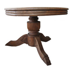 Indonesian Dutch Colonial Teak Round Table - Dining Tables