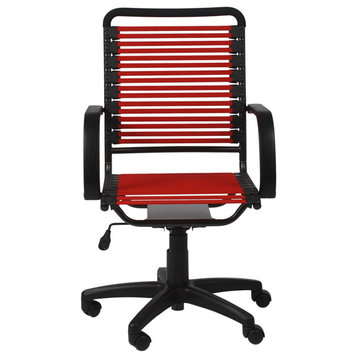 Industrial Office Chair, Unique Bungie Bands Seat With High Backrest, Red