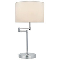Lite Source Table Lamp, Polished Silver White Fabric Shade