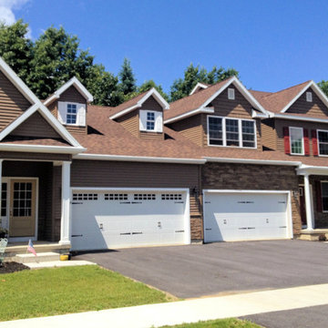 Twin Townhome Gutter Installation - After - Great overlook matching colors