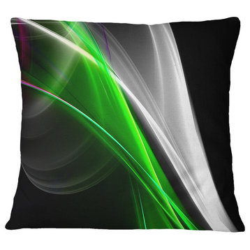 Fractal Lines Green White Abstract Throw Pillow, 18"x18"