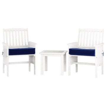Miramar Whitewashed Hardwood Outdoor Chair, Side Table Set, 3pc