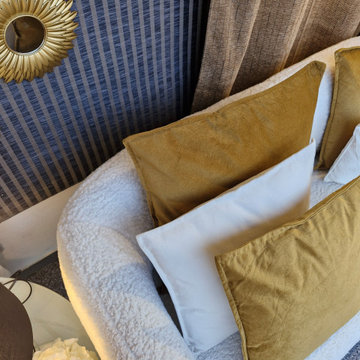 décoration salon jaune or et beige