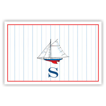 Laminated Placemat Sailboat Single Initial, Letter T