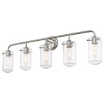 Z-lite - Z-Lite 471-5V-BN Five Light Vanity Delaney Brushed Nickel - Complete the custom design of a chic master suite. With a brushed nickel steel frame and mount, this five-light bath light offers charming clear glass shades and an exceptional way to frame a stylish vanity.