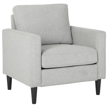 Wendy Arm Chair, Black Wood, Gray Fabric