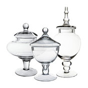 Glass Apothecary Candy Buffet Jars, Set of 3