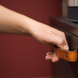 Walnut Studiolo - Leather Handle, The Tilikum - Cabinet And Drawer Handle Pulls