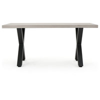GDF Studio Galatian Outdoor Concrete Dining Table With Black Iron Legs