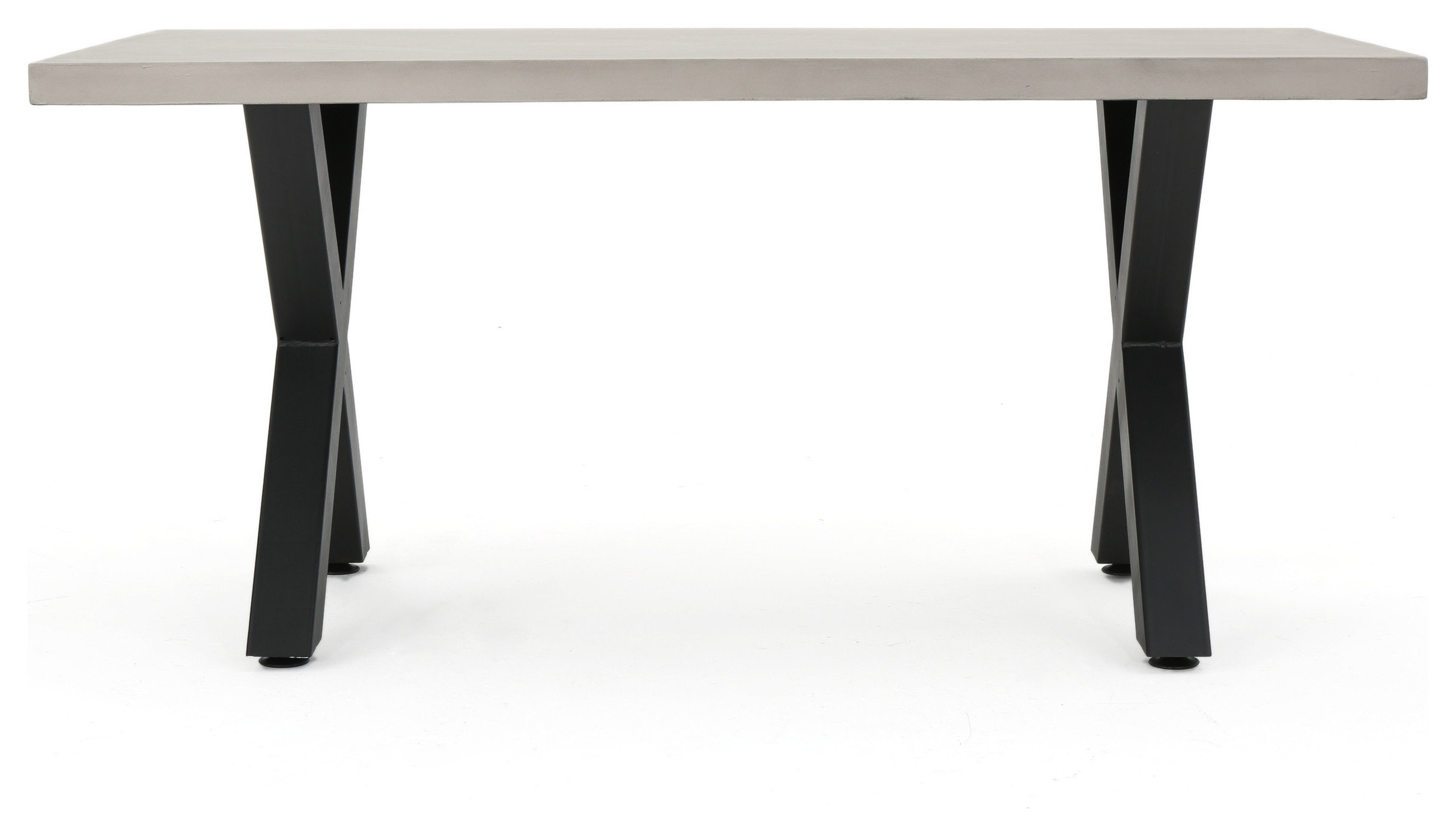 GDF Studio Galatian Outdoor Concrete Dining Table With Black Iron Legs