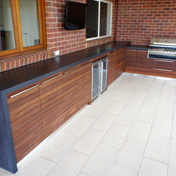 Outdoor Kitchen | Polished Concrete Benchtops, Doors and Drawers - BBQs