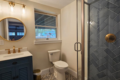 Example of a beach style bathroom design in New York