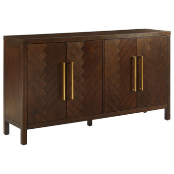 Crosley Furniture Darcy 4-Door Modern Wood Sideboard in Dark Brown