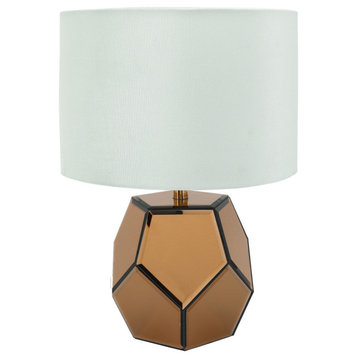 Mirrored 17" Facetd Table Lamp, Gold