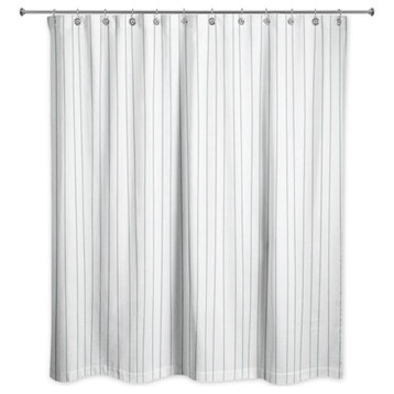 Soft Blue Uneven Stripes 71x74 Shower Curtain