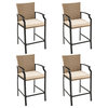 Costway 4PCS Patio Rattan Bar Stool Chairs Cushioned Seat Footrest & Armrest