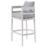 Universal Furniture - Universal Furniture Coastal Living Outdoor South Beach Bar Chair - Modernize bar tables and countertops with the breezy South Beach Bar Chair, designed with a tall body, gentle curvature, inviting light grey cushions and a clean white finish.