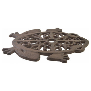 Decorative Cast Iron Yard And Garden Stepping Stone, Cutout Frog, Rust Brown