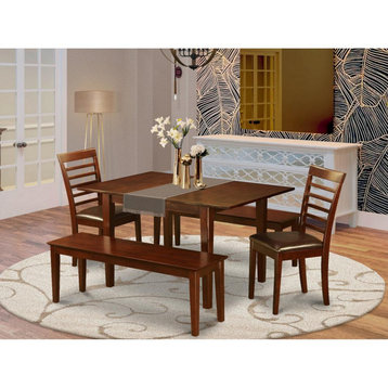 5-Piece Dining Room Set, Table With 2 Dining Table Chairs and 2 Benches