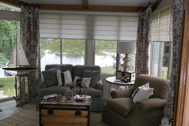 Mid-sized eclectic ceramic tile sunroom photo in Columbus with a standard ceiling