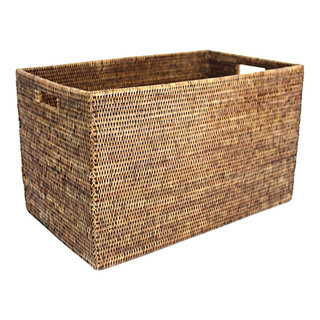 Rattan Rectangular Laundry Basket 24.5" - Tropical - Hampers - by Hudson &  Vine | Houzz