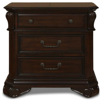 Furniture Emilie 3-Drawer Solid Wood Nightstand in Tudor Brown