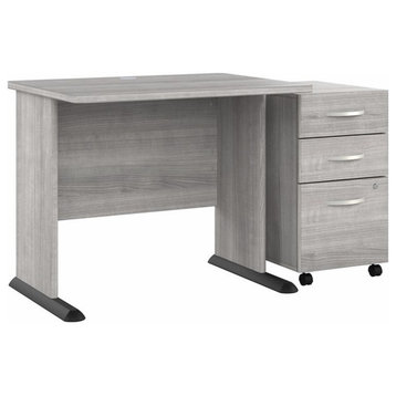 Studio A 36W Small Computer Desk with Drawers in Platinum Gray - Engineered Wood