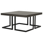 Decor Love - Contemporary Coffee Table, Black Metal Frame With Square Dark Grey MDF Top - - This coffee table will add a fresh look to any room