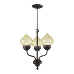 3-Light-Chandelier-with-Ribbed-Green-Glass - Chandeliers