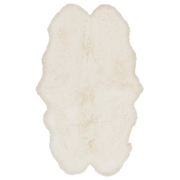 Surya Sheepskin SHS-9600 Leather & Fur Area Rug, Ivory, 4' x 6' Rectangle