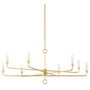 8 Light Chandelier-21 Inches Tall and 41.5 Inches Wide-Vintage Gold Leaf Finish