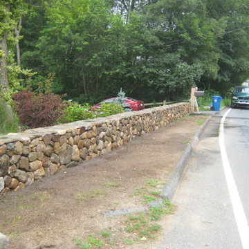 Double-Sided Fieldstone Wall w/ Granite Mailbox