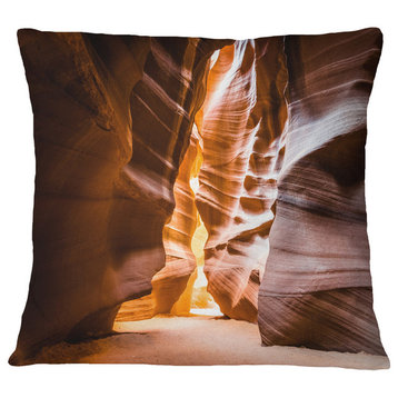 Antelope Canyon in Sunshine Landscape Photo Throw Pillow, 18"x18"