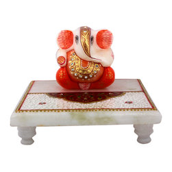 marble decoratives ganesh ji with choki - Sculptures