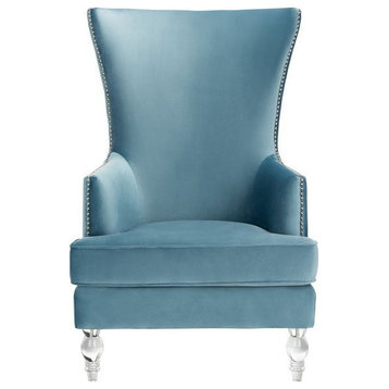 Maxine Modern Wingback Chair, Light Blue