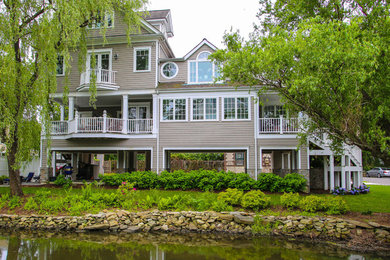 Example of a transitional exterior home design in New York
