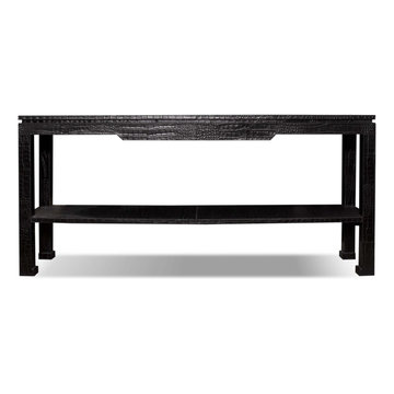 JONATHAN ADLER PRESTON EMBOSSED LEATHER CONSOLE