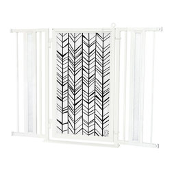 Fusion Gates - Fusion Gate with Chevron Trail Design, White Pearl, 36"-52" - Dog Gates