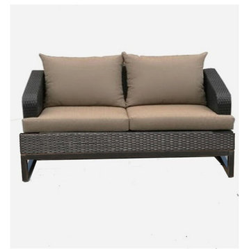 Grawn Outdoor Furniture, Wicker Loveseat With Cushions, Brown/Chocolate
