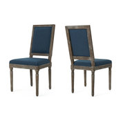 GDF Studio Margaret Traditional Fabric Dining Chairs, Navy Blue, Set of 2