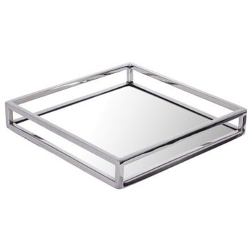 Classic Touch Stainless Steel Square Mirror Napkin Holder, 8"W