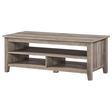 48" Grooved Panel Sided Wood Coffee Table - Gray Wash