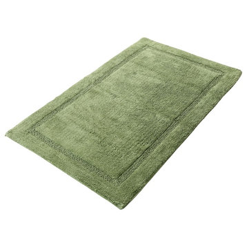 Bath Rug Cotton Solid Color Regency Pattern, Sage Green, 50"x30"