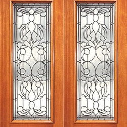 Full Lite Floral Scrollwork Glass, Exterior Double Door - Front Doors