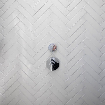 Handmade Shower Wall Tiles in Herringbone Pattern
