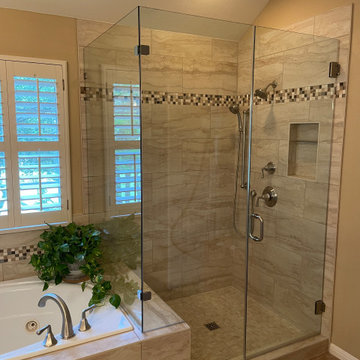 MASTER BATHROOM - Remodel Shower / Tub / Vanity Counter 12 x 24 Tile / Quartz