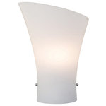 ET2 - Conico 1-Light Wall Mount, Satin Nickel - Like a translucent sheath delicately draped around the most graceful form Conico offers a delicate Opal White panel of glass floating over a slender Satin Nickel metal rod like a sophisticated designer dress on the red carpet. A study in simplicity the hour glass shape and understated light speak of classic sophistication and impeccable taste.