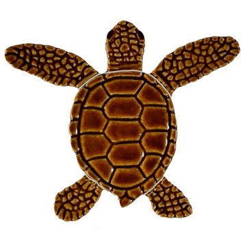 Mini Loggerhead Turtle Ceramic Swimming Pool Mosaic 4", Brown