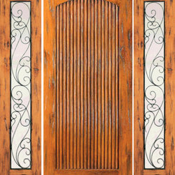 AAW - Door With Two Sidelites Exterior Prehung Knotty Alder, Tambour - Front Doors